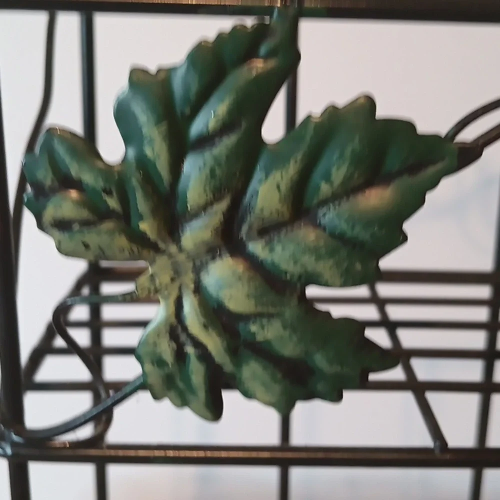 Source Unknown Black and Green Display Shelves with Nature-Inspired Design